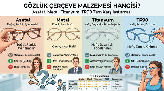 Gözlük Çerçeve Malzemesi Hangisi? Asetat, Metal, Titanyum, TR90 Tam Karşılaştırması